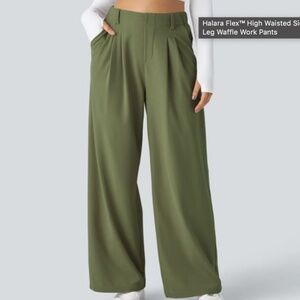 HALARA High Waisted Side Pocket Wide Leg Waffle Work Pants